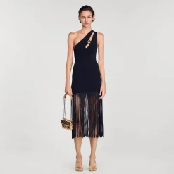 Femme SANDRO Robe Asymétrique à Franges