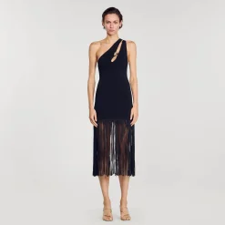 Femme SANDRO Robe Asymétrique à Franges