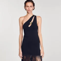 Femme SANDRO Robe Asymétrique à Franges