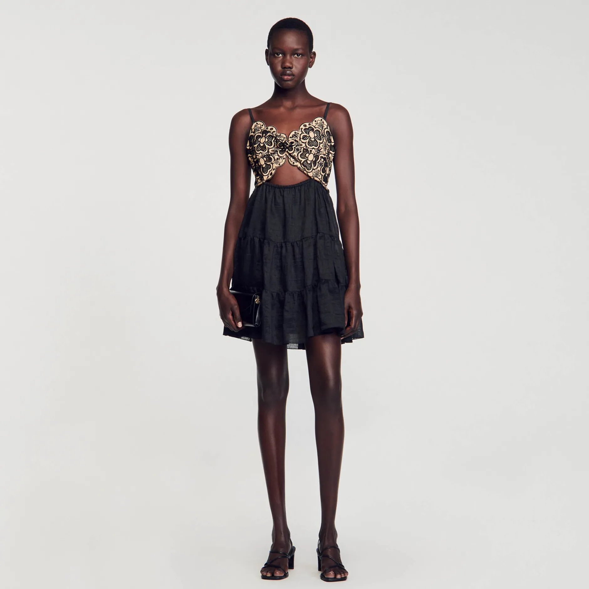 Femme SANDRO Robe Bicolore Brodée