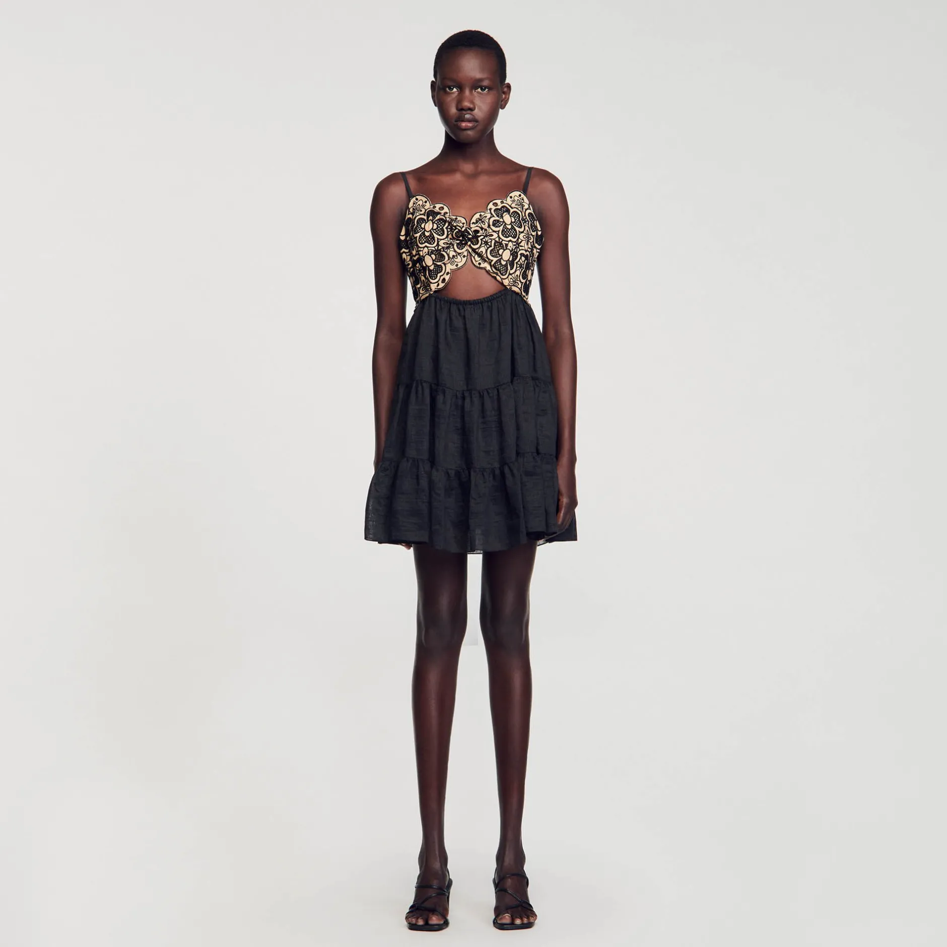Femme SANDRO Robe Bicolore Brodée