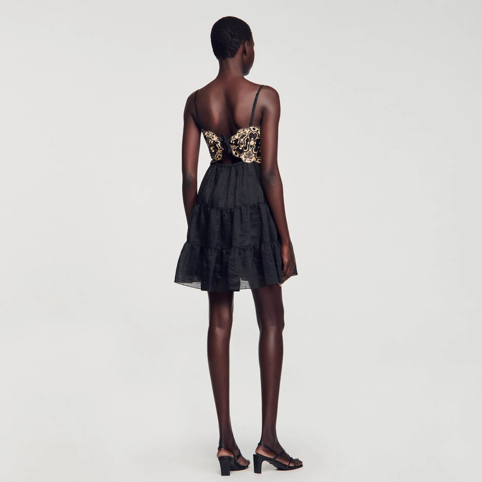 Femme SANDRO Robe Bicolore Brodée