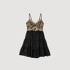 Femme SANDRO Robe Bicolore Brodée