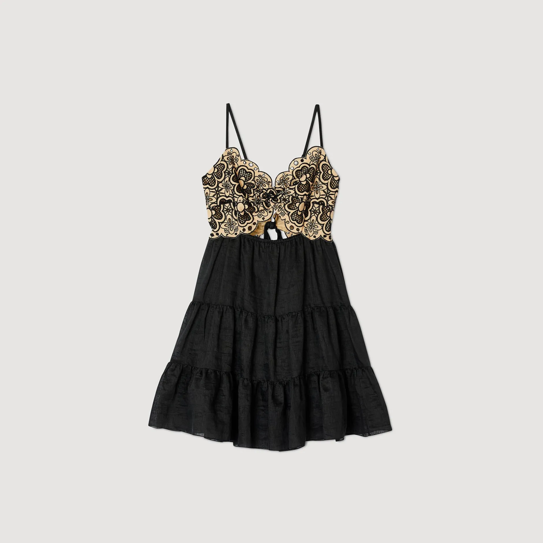 Femme SANDRO Robe Bicolore Brodée