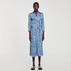 Femme SANDRO Robe Chemise Midi à Imprimé Fleuri