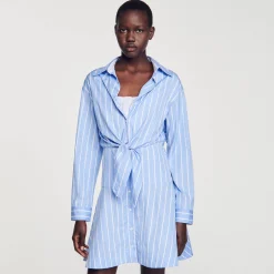 Femme SANDRO Robe Chemise Nouée à Rayures