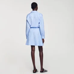 Femme SANDRO Robe Chemise Nouée à Rayures