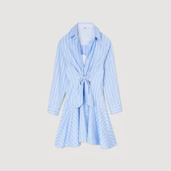 Femme SANDRO Robe Chemise Nouée à Rayures