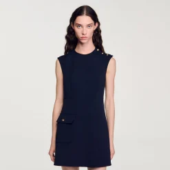 Femme SANDRO Robe Courte à Boutons