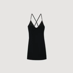 Femme SANDRO Robe Courte à Bretelles Strassées