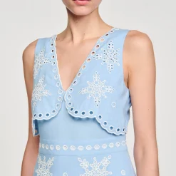 Femme SANDRO Robe Courte à Broderies Anglaises