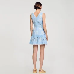 Femme SANDRO Robe Courte à Broderies Anglaises