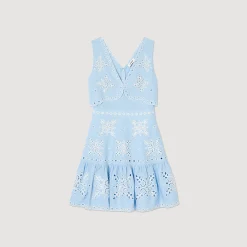 Femme SANDRO Robe Courte à Broderies Anglaises