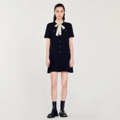 Femme SANDRO Robe Courte à Cravate Pois