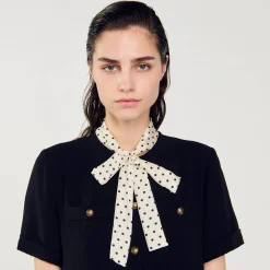 Femme SANDRO Robe Courte à Cravate Pois