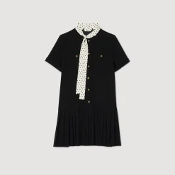 Femme SANDRO Robe Courte à Cravate Pois