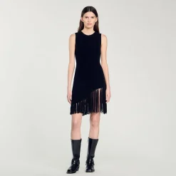 Femme SANDRO Robe Courte à Franges