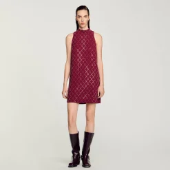 Femme SANDRO Robe Courte à Studs Losanges