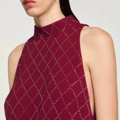 Femme SANDRO Robe Courte à Studs Losanges