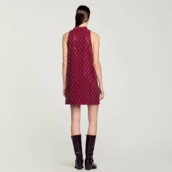 Femme SANDRO Robe Courte à Studs Losanges