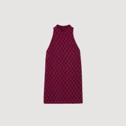 Femme SANDRO Robe Courte à Studs Losanges
