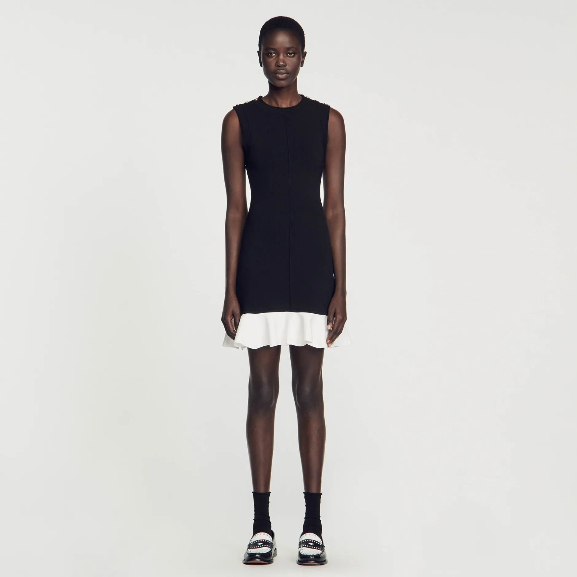 Femme SANDRO Robe Courte Bicolore