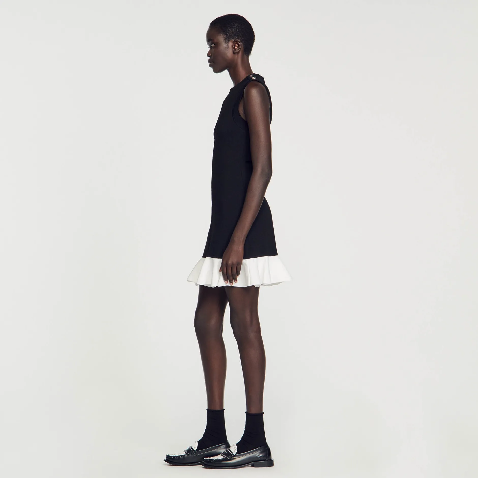 Femme SANDRO Robe Courte Bicolore
