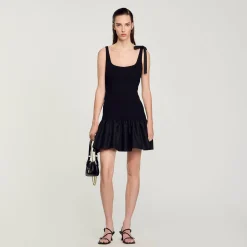 Femme SANDRO Robe Courte Bimatières