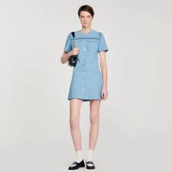 Femme SANDRO Robe Courte Boutonnée En Tweed