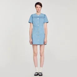 Femme SANDRO Robe Courte Boutonnée En Tweed