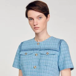 Femme SANDRO Robe Courte Boutonnée En Tweed