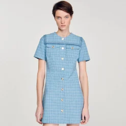 Femme SANDRO Robe Courte Boutonnée En Tweed