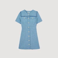 Femme SANDRO Robe Courte Boutonnée En Tweed