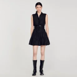 Femme SANDRO Robe Courte Drapée Et Strassée