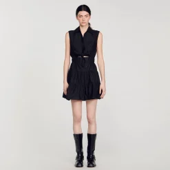 Femme SANDRO Robe Courte Drapée Et Strassée