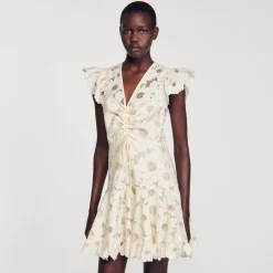Femme SANDRO Robe Courte En Guipure Marguerites