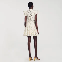 Femme SANDRO Robe Courte En Guipure Marguerites