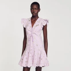 Femme SANDRO Robe Courte En Guipure Marguerites