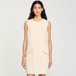 Femme SANDRO Robe Courte En Tweed à Détails Strass