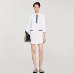 Femme SANDRO Robe Courte En Tweed à Manches Longues