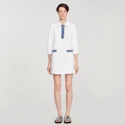 Femme SANDRO Robe Courte En Tweed à Manches Longues