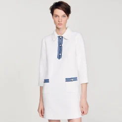 Femme SANDRO Robe Courte En Tweed à Manches Longues
