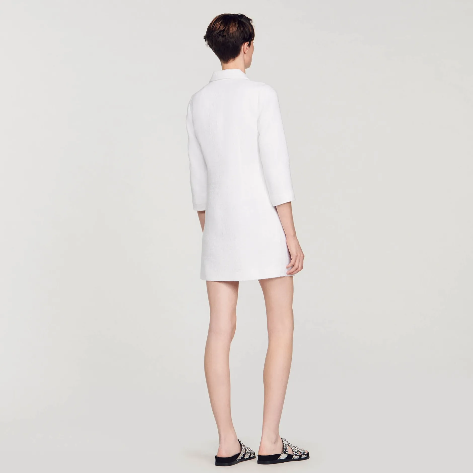 Femme SANDRO Robe Courte En Tweed à Manches Longues