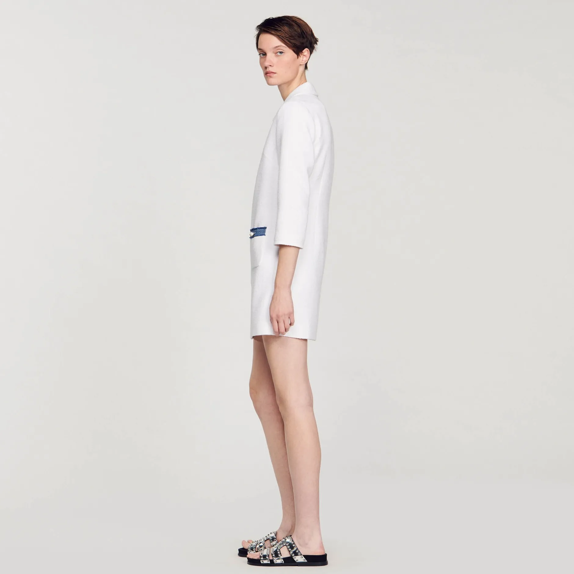 Femme SANDRO Robe Courte En Tweed à Manches Longues