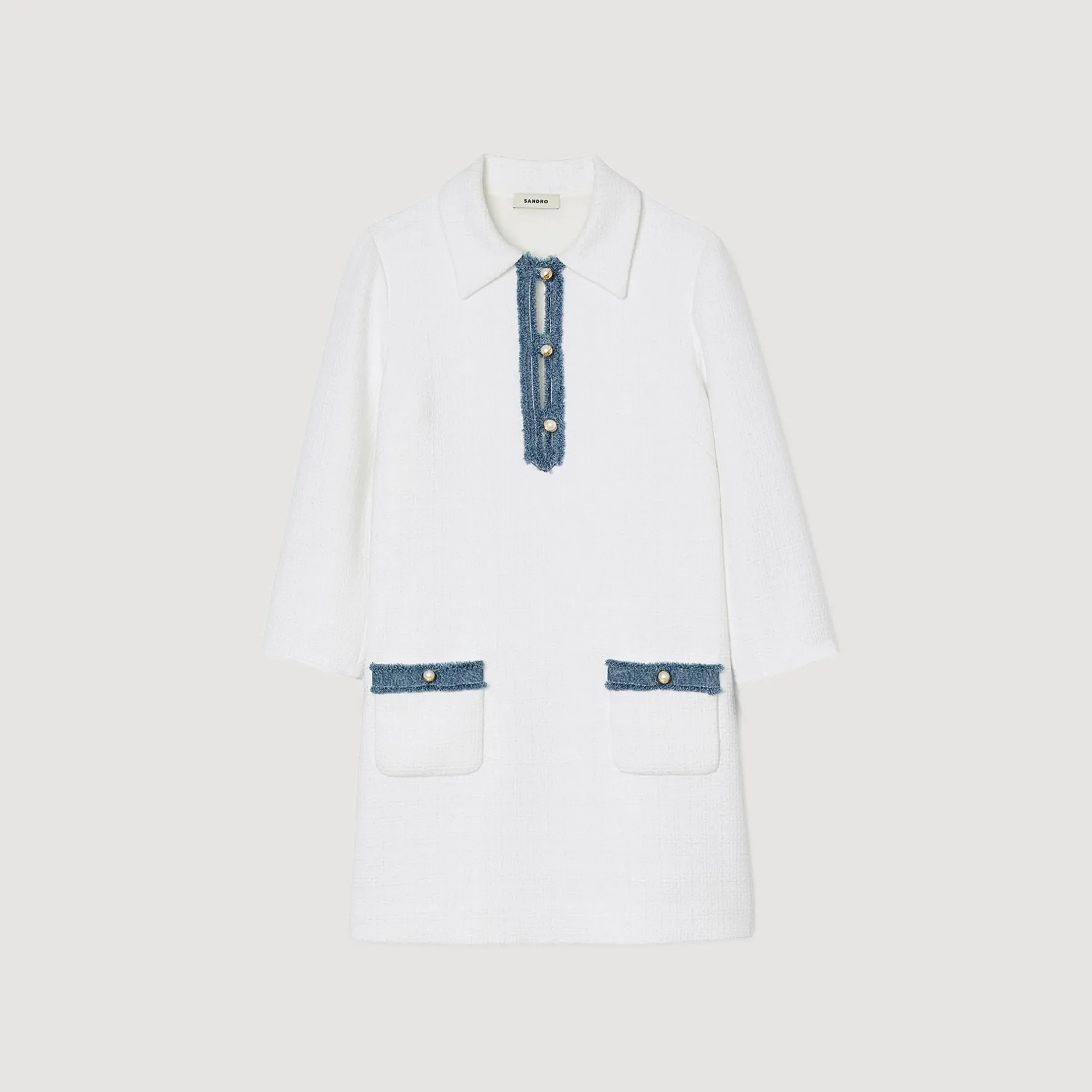 Femme SANDRO Robe Courte En Tweed à Manches Longues
