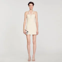 Femme SANDRO Robe Courte Ornée De Perles