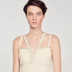Femme SANDRO Robe Courte Ornée De Perles