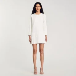 Femme SANDRO Robe Courte Perlée En Satin