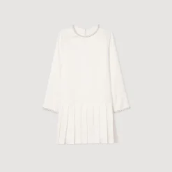 Femme SANDRO Robe Courte Perlée En Satin