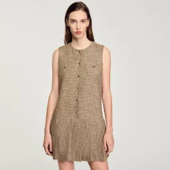 Femme SANDRO Robe Courte Pied De Puce